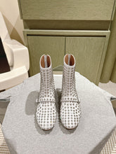 ALAIA SHORT BOOTS IN WHITE LAMBSKIN ATTACH RHINSTONES